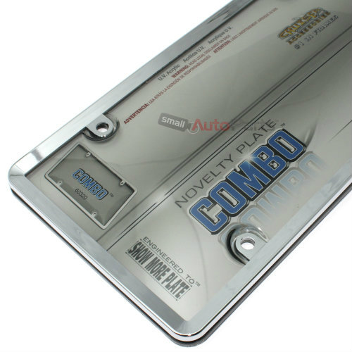 Chrome Plastic License Plate Tag Frame Tinted Bubble Shield Cover for Car Truck