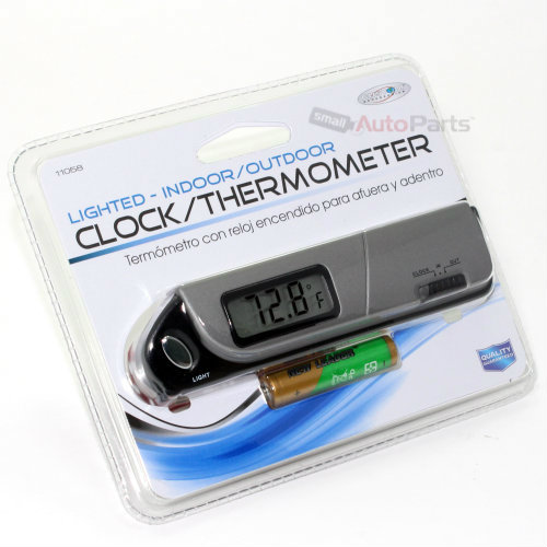 Lighted Indoor Outdoor Clock Temperature Display Thermometer for Car Truck Bike