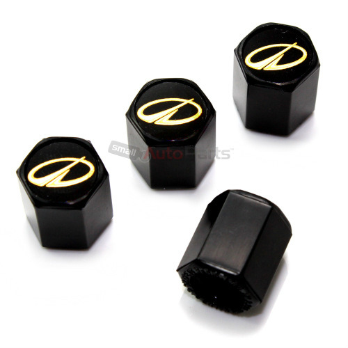 4 Oldsmobile Gold Logo Black Tire Wheel Air Pressure Stem Valve Caps Covers