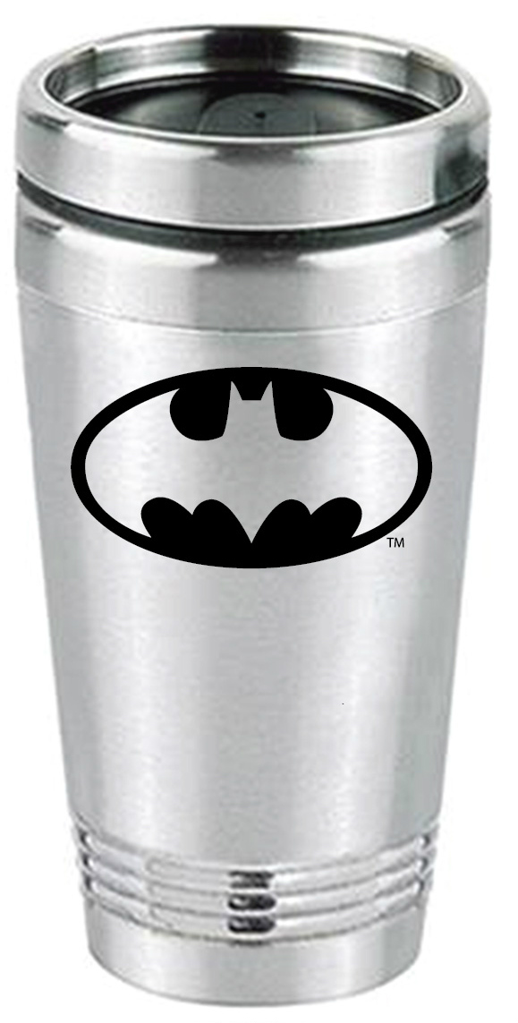 Premium Batman Logo Silver Stainless Steel Travel Coffee Tea Mug Cup ...