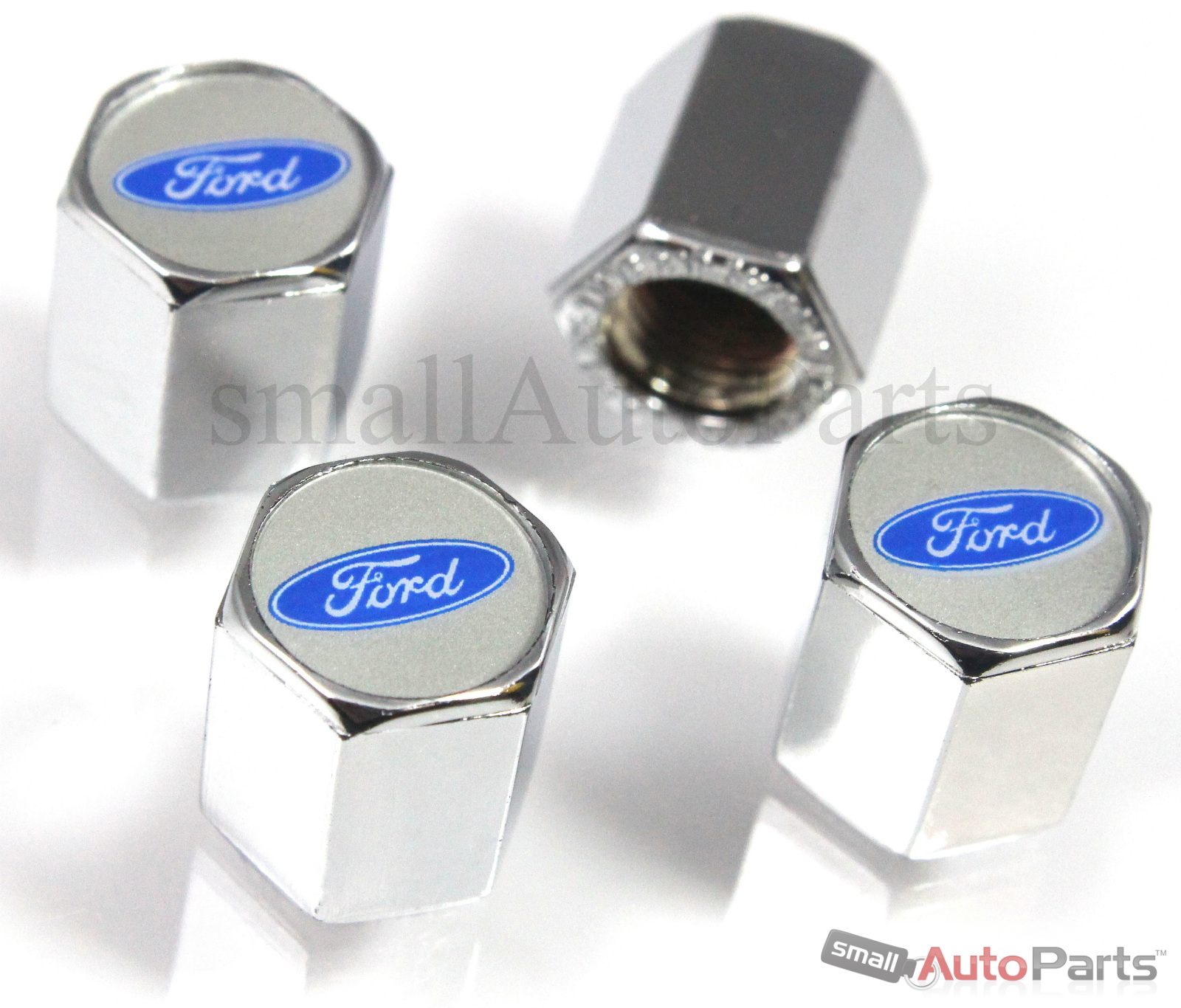 Ford blue logo chrome tire stem valve caps #9